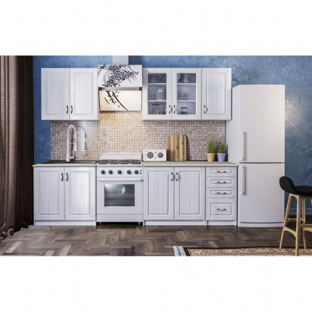 Bucatarie Provence MDF 2m alb fibrat, blat intreg [0]