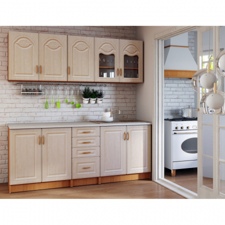 Mobilier bucatarie - BUCATARIE TIULPAN MDF 2.0M MESTEACAN CU BLAT INTREG