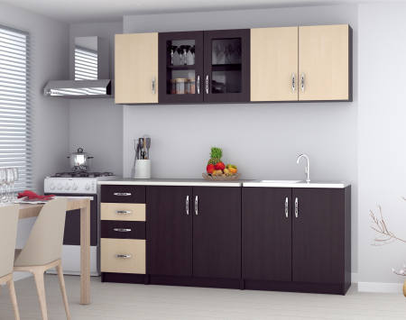 Mobilier bucatarie - Bucatarie Venus ro 2.0m wenge+mesteacan