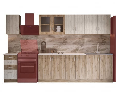 Bucatarie Venus ro, 260x60x200 cm, k001+k002 [2]