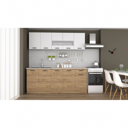 Mobilier bucatarie - BUCATARIE VIO 2M STEJAR K003+ALB