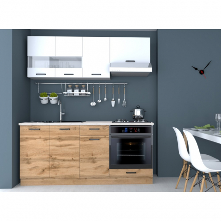 Mobilier bucatarie - BUCATARIE VIO C 1.8M STEJAR WOTAN+ALB