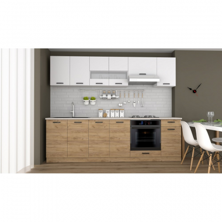 Mobilier bucatarie - Bucatarie Vio C 2.6M stejar k003+alb