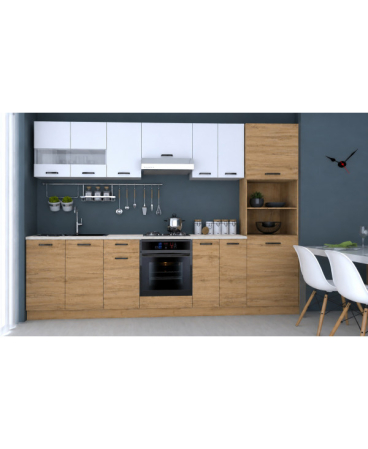 Mobilier bucatarie - BUCATARIE VIO C 3M, Stejar K003+Alb