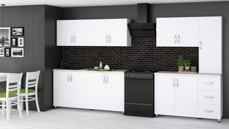 Mobilier bucatarie - Bucatarie Yustina Alb, 280x43x200cm