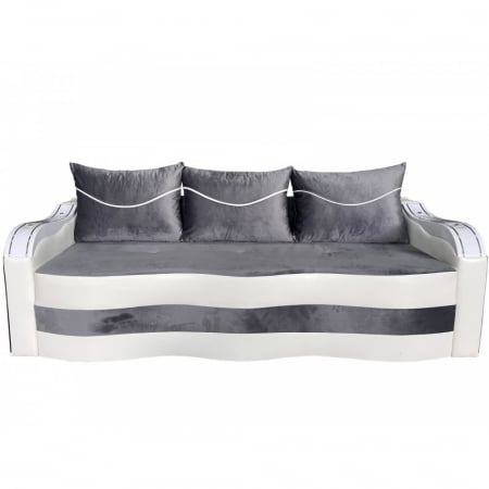 Canapele - CANAPEA EXTENSIBILA SIMONA 225x74x100 CM, GRI, ALB