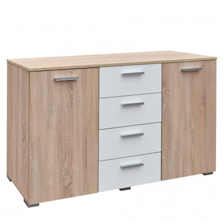 Comoda Lileia RO, 134x41x81cm, sonoma/alb [1]