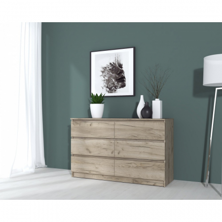 Mobilier dormitor - Comoda MP6 6S,130x44x80cm, Stejar K002