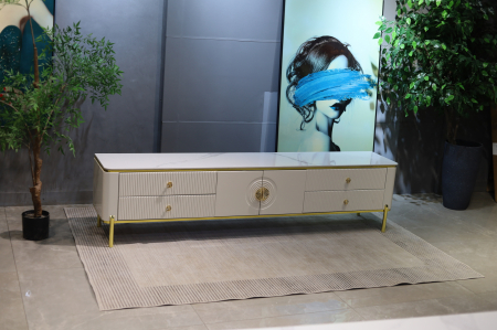 Comode tv - COMODA TV VEGAS MDF ALB LUCIOS 200x39x46 cm