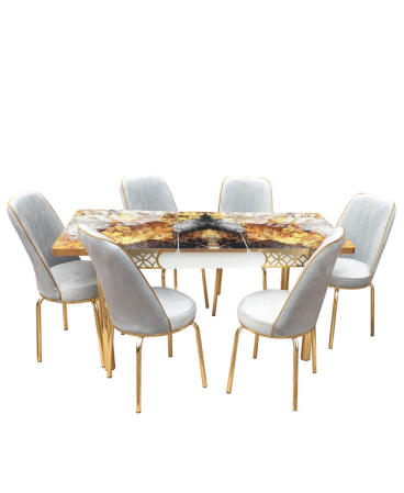 Mobilier living - copy of SET MASA 6 SCAUNE ALTIN 3, GRI