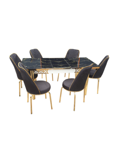 Mobilier living - copy of SET MASA 6 SCAUNE ALTIN 3, NEGRU