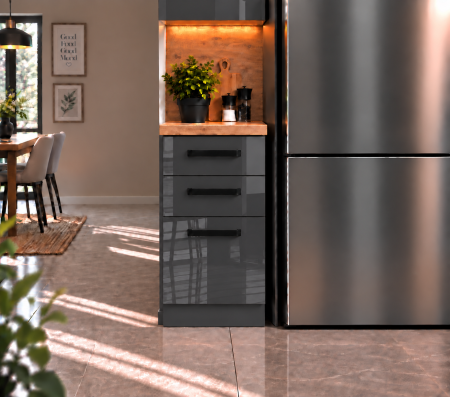 Mobilier bucatarie - Corp inferior Daria, 40-3s, Acril Antracit