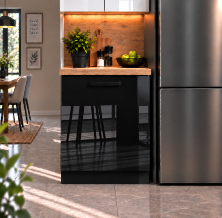 Mobilier bucatarie - Corp inferior Daria, 60-1u, Acril Negru