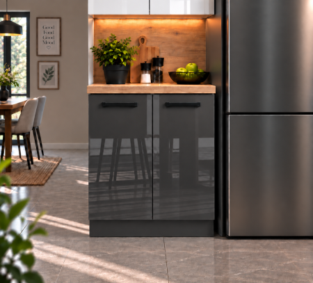 Mobilier bucatarie - Corp inferior Daria, 60-2u, Acril Antracit