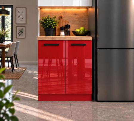 Mobilier bucatarie - Corp inferior Daria, 60-2u, Acril Rosu