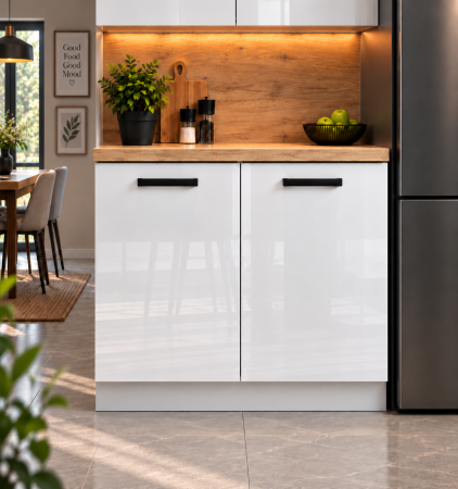 Mobilier bucatarie - Corp inferior Daria, 80-2u, Acril Alb