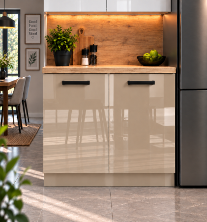 Mobilier bucatarie - Corp inferior Daria, 80-2u, Acril Cappuccino