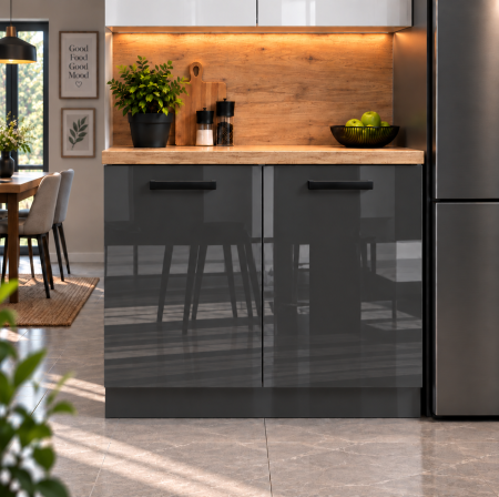 Mobilier bucatarie - Corp inferior Daria, 90-2u, Acril Antracit