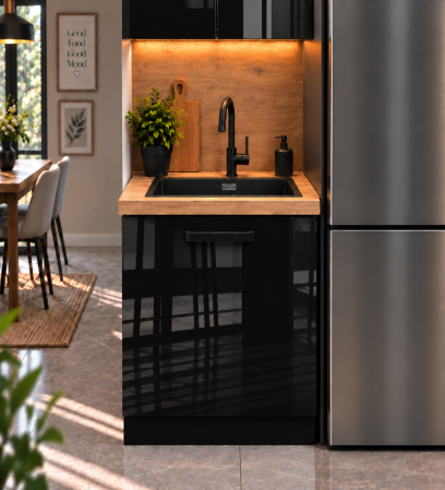 Mobilier bucatarie - Corp inferior Daria, MC60-1u, Acril Negru