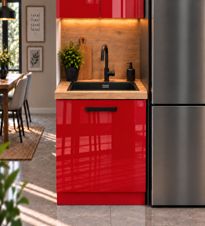 Mobilier bucatarie - Corp inferior Daria, MC60-1u, Acril Rosu