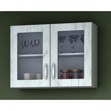 Dulapuri bucatarie - Corp superior cu geam Venus, 80x29x60cm, alb/k001