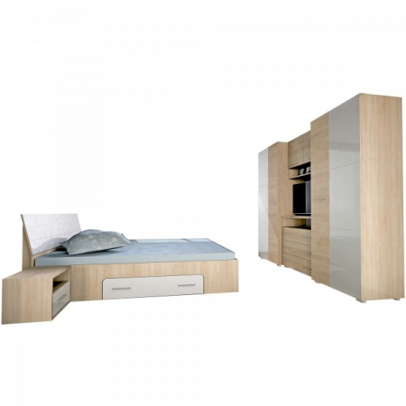 Dormitor Andrei, 200x80x50, sonoma+alb [1]