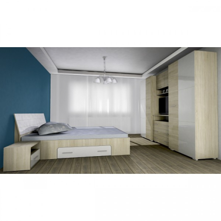 Dormitor Andrei, 200x80x50, sonoma+alb [2]