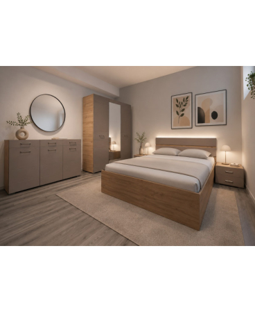 Mobilier dormitor - DORMITOR NENSI STEJAR+CAPPUCCINO