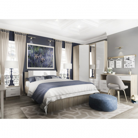 Dormitor complet - DORMITOR SOFI PE COLT SONOMA+ALB