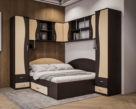 Dormitor Tineret Colt S, wenge+mesteacan 187x51/247x200cm [2]