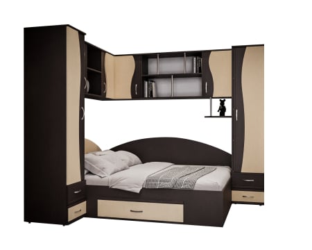 Dormitor Tineret Colt S, wenge+mesteacan 187x51/247x200cm [5]