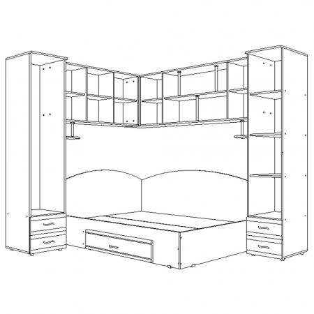 Dormitor Tineret Colt S, wenge+mesteacan 187x51/247x200cm [1]