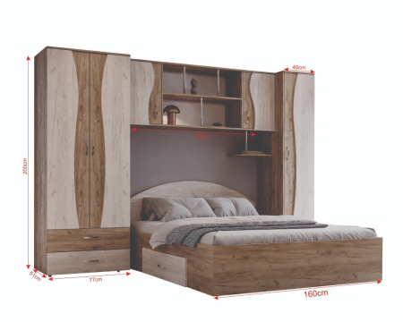 Dormitor Tineret cu D2, 262x51x200cm, K002/K001 [7]