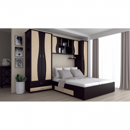 Dormitor Tineret cu D2 WENGE+MESTEACAN [0]