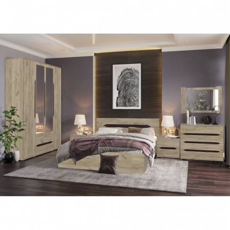 Dormitor complet - DORMITOR VALENCIA DULAP 4 USI STEJAR K002