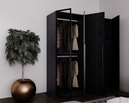 Dressing modern SAN REMO NEGRU  cu iluminare LED – 180x200x60 cm, MDF 18 mm [3]