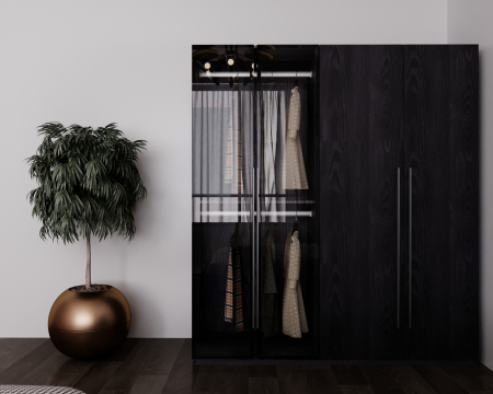 Dressing modern SAN REMO NEGRU  cu iluminare LED – 180x200x60 cm, MDF 18 mm [1]