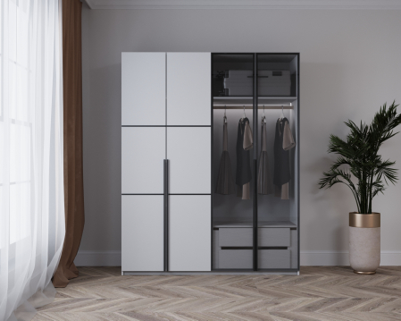 Dulapuri dormitor - DRESSING TEMPO GRI  LED 180x60x200cm