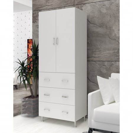 Dulapuri dormitor - Dulap, 2U-3S, 70x35x180 cm, Alb
