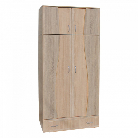 Mobilier dormitor - Dulap 2U S cu despartitor, 90x50x198cm, sonoma/truffe