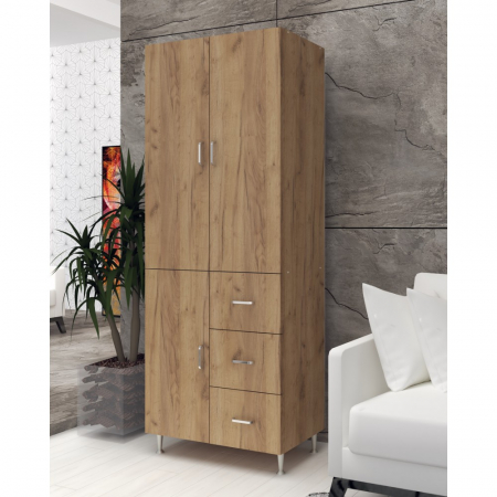 Dulapuri dormitor - Dulap 3U-3S ,70x35x180 cm, stejar K003