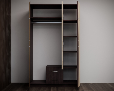 Dulap 3U "S" FS, 120x50x198 cm, wenge+mesteacan [3]