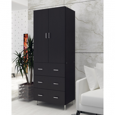 Mobilier living - Dulap, 70x35x180 cm, 2U-3S Stejar Wenge