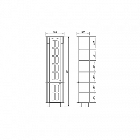 Dulap baie Versailles, 50x190x33cm, Argint [1]