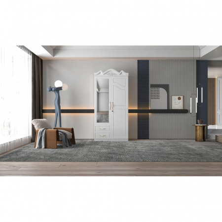 Dulapuri Living - Dulap ZQW-032 MDF - 2U/2S, 100x50x200cm, alb