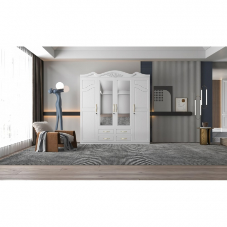 Dulapuri Living - Dulap ZQW-034 MDF - 4U/4S, 200x50x200cm, alb