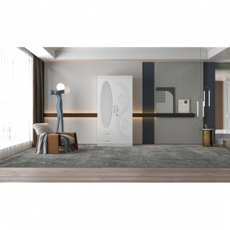 Dulapuri dormitor - Dulap ZQW-036 MDF - 2U/2S, 100x50x200cm, alb