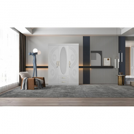 Dulapuri dormitor - Dulap ZQW-037 MDF - 3U+2S, 150x50x200cm, alb