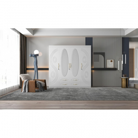 Dulapuri dormitor - Dulap ZQW-038 MDF - 4U/4S, 200x50x200cm, alb