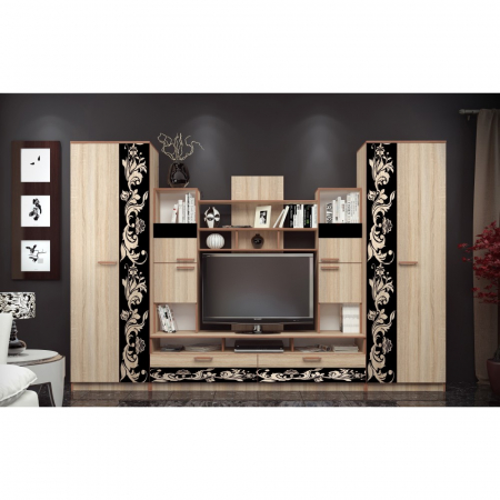 Mobilier living - Living Baghira RO Sonoma+Castan 330X52X212Cm